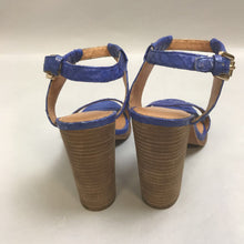 Load image into Gallery viewer, Coach Periwinkle Ankle Strap Python Leather Wedge Heel Shoes (Sz7.5B)
