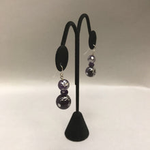 Load image into Gallery viewer, Amethyst Bead w/ Etched Dragon Motif Earrings
