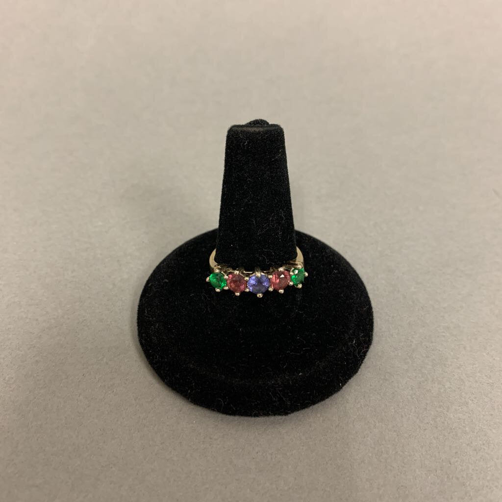 14K Gold Multicolor Tourmaline Ring sz 7 (3.8g)