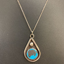 Load image into Gallery viewer, Sterling Turquoise Teardrop Pendant on 22&quot; Chain
