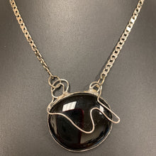 Load image into Gallery viewer, Silver &amp; Black Glass Art Necklace
