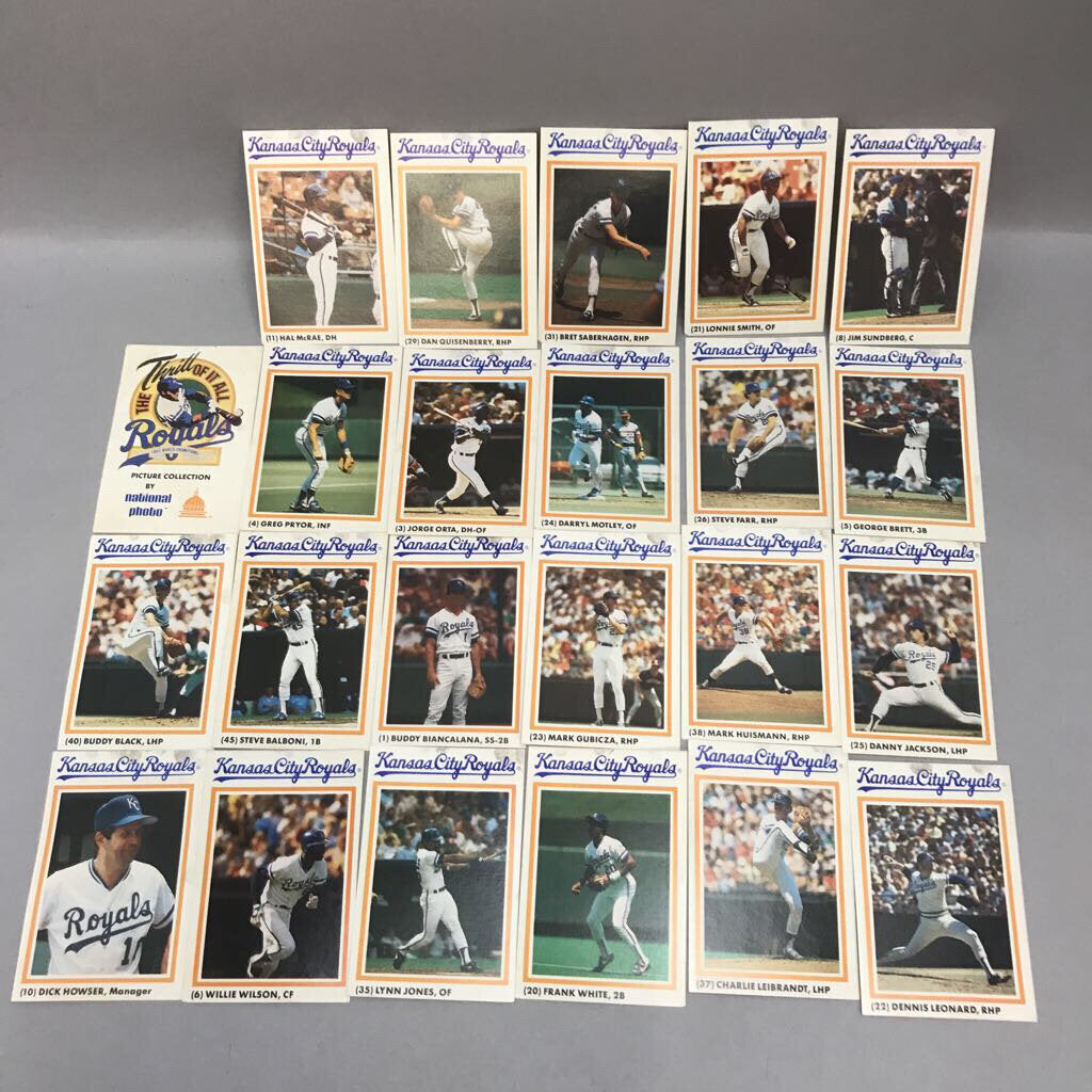 1986 National Photo Kansas City Royals Set of 22 Cards