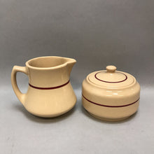Load image into Gallery viewer, Vintage Red Striped Creamer (4&quot;) &amp; Sugar (3&quot;) Set
