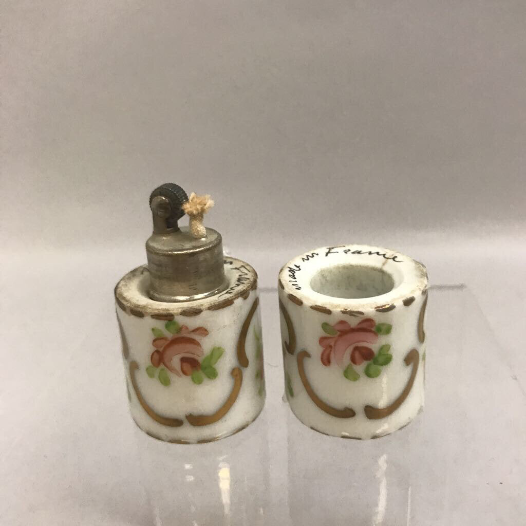 Vintage Porcelain French Covered Table Lighter Made in France (2