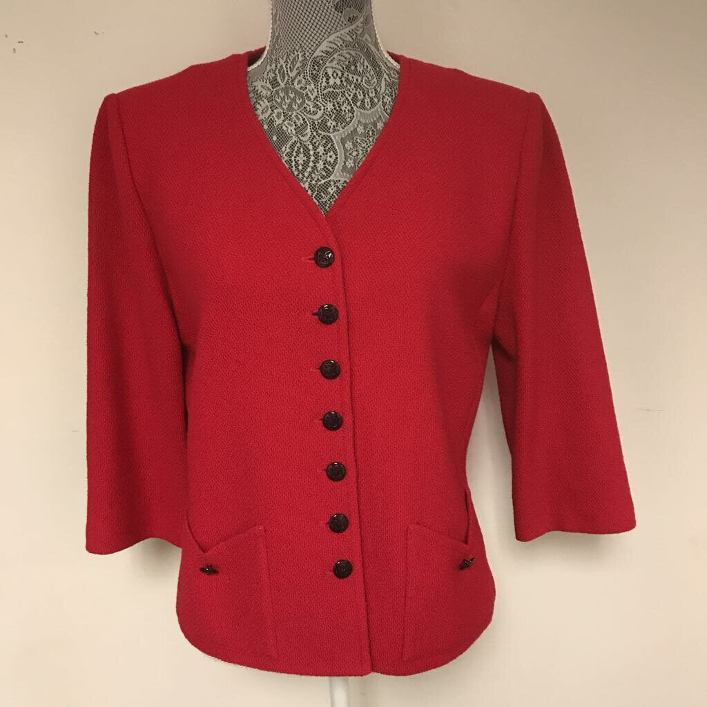 St John Collection Marie Gray Red Knit Blazer/Jacket (40Chest)