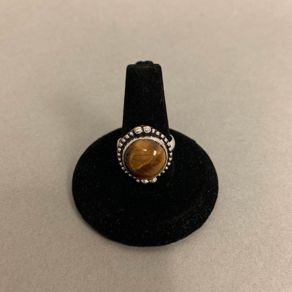 Silver Plated Tiger's Eye Ring sz 7