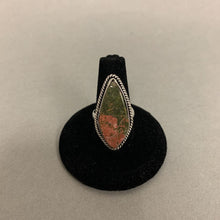 Load image into Gallery viewer, Silver Plated Unakite Ring sz 7
