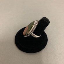 Load image into Gallery viewer, Silver Plated Unakite Ring sz 7
