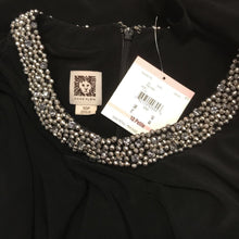 Load image into Gallery viewer, Anne Klein Black Front Wrap Dress w Silver Bead Accents (Sz 10P)
