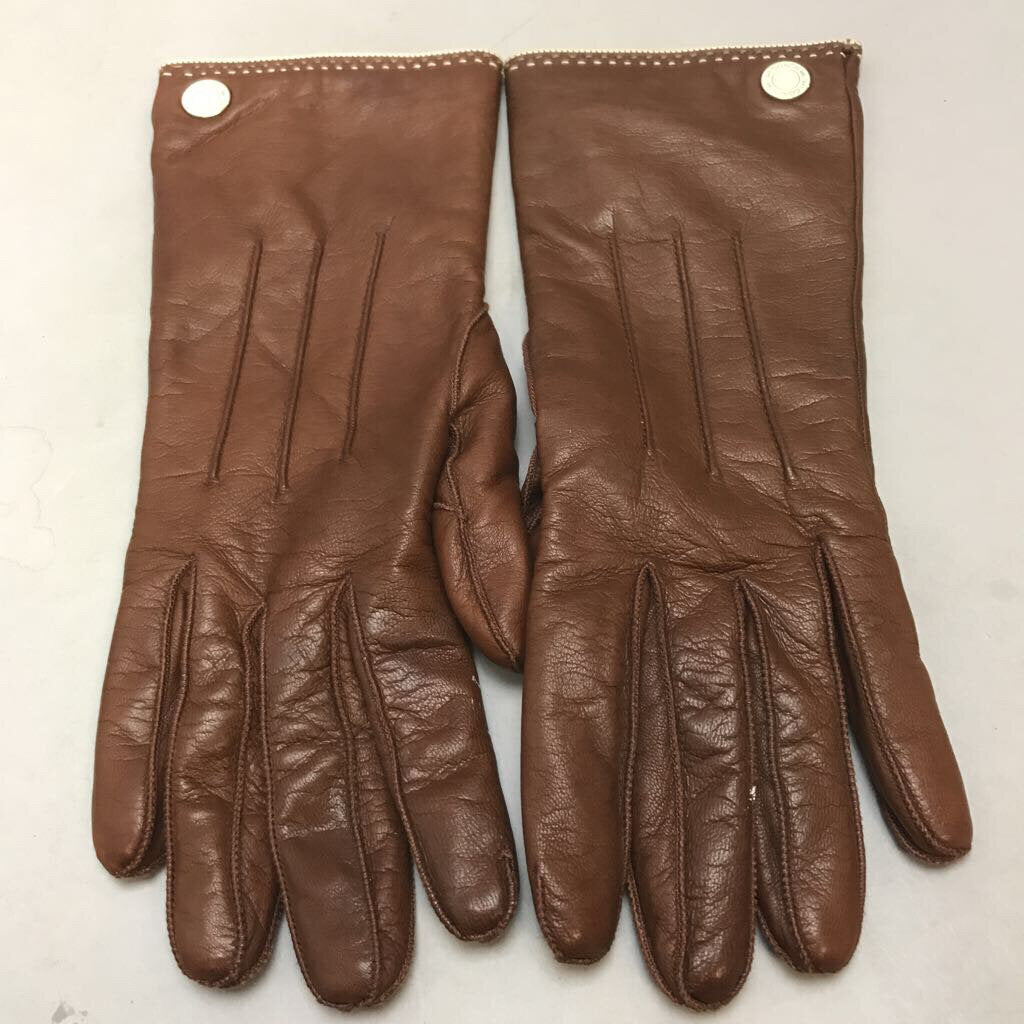 Coach Brown Leather Gloves Lined (Sz 7)