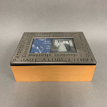 Load image into Gallery viewer, Wooden Jewelry Box w/ Brushed Nickel Picture Frame Lid (2.5x7x5.5&quot;)
