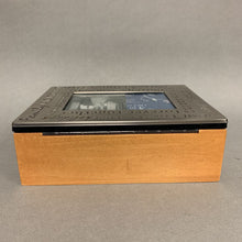 Load image into Gallery viewer, Wooden Jewelry Box w/ Brushed Nickel Picture Frame Lid (2.5x7x5.5&quot;)
