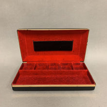 Load image into Gallery viewer, Vintage Black Faux Croc Gold Trim Cufflink Jewelry Box (2x9x5&quot;)
