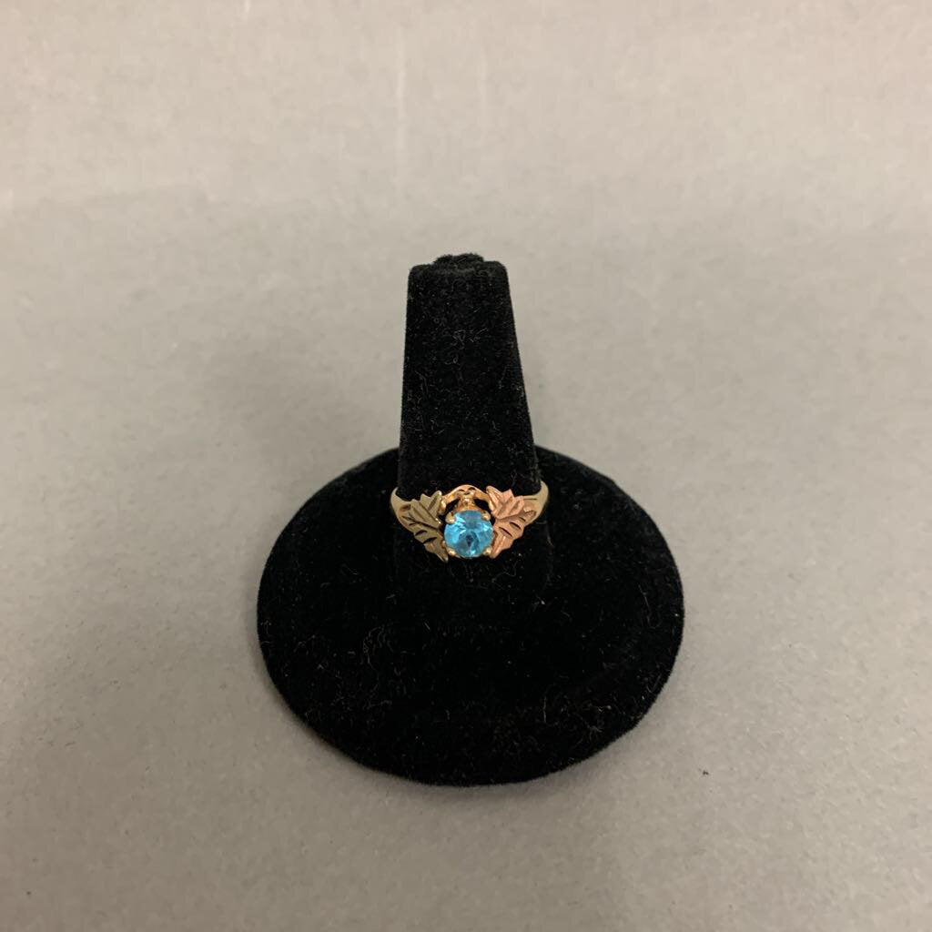 10K Black Hills Gold Aquamarine Ring sz 6 (2.3g)