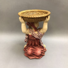 Load image into Gallery viewer, Chrisdo Resin Girl w/ Basket Pedestal Figurine (~11&quot;)
