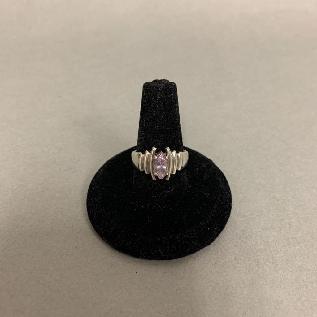 Sterling Marquis Amethyst Deco Ring sz 6