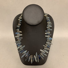 Load image into Gallery viewer, Kyanite &amp; Silver Oval Beaded Toggle Necklace (20&quot;)
