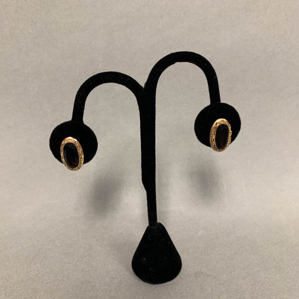 1/20 12k Gold Filled Smoky Quartz Screw Back Earrings
