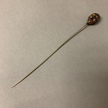 Load image into Gallery viewer, Antique Victorian Brass Red &amp; Clear Rhinestone Hat Pin (As-Is) (6.5&quot;)
