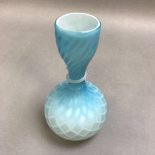 Load image into Gallery viewer, Victorian Era Blue Mop Diamond Quilted Satin Art Glass Vase (7&quot;)(As Is)
