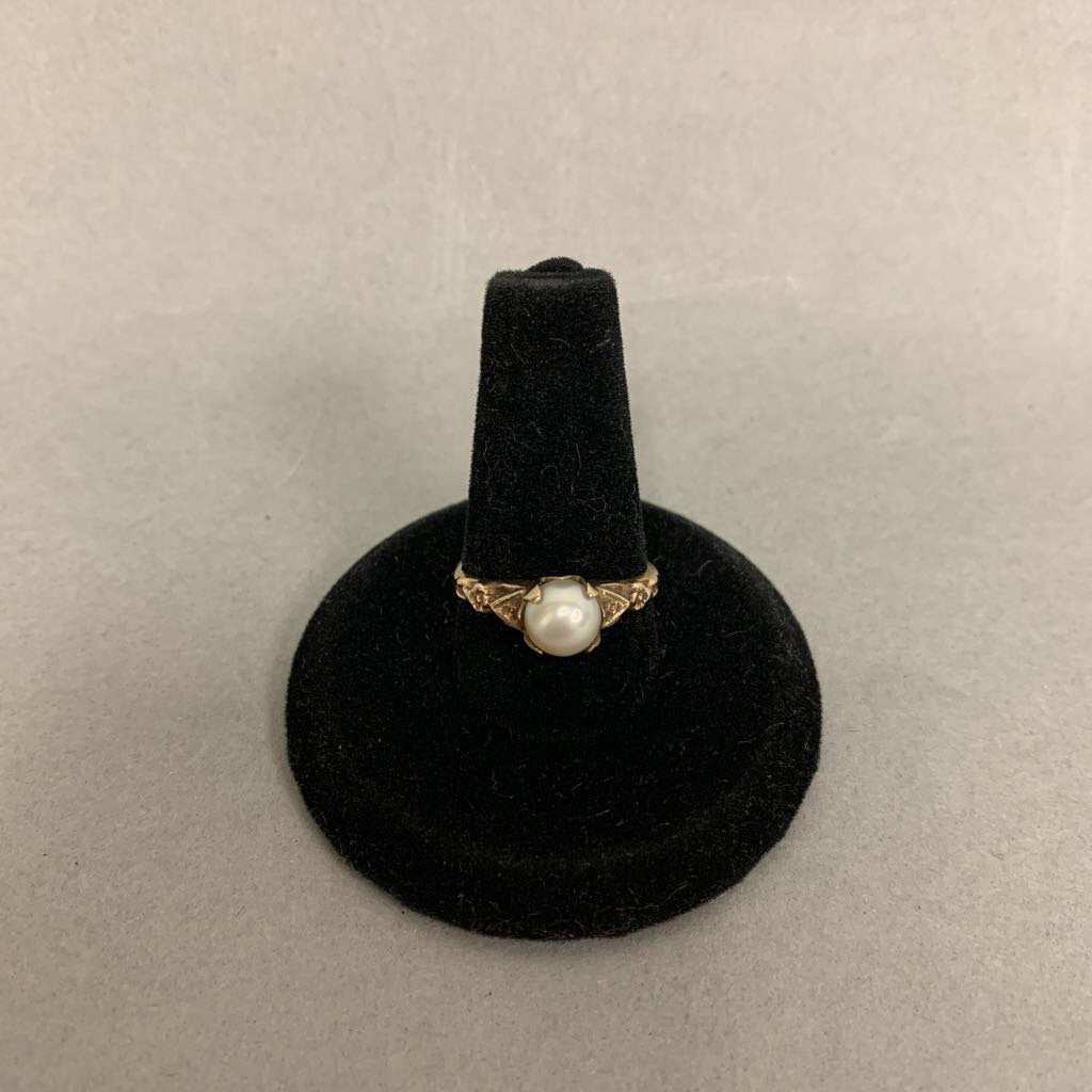 Vintage 10K Gold Pearl Solitaire Ring sz 6 (2.0g)