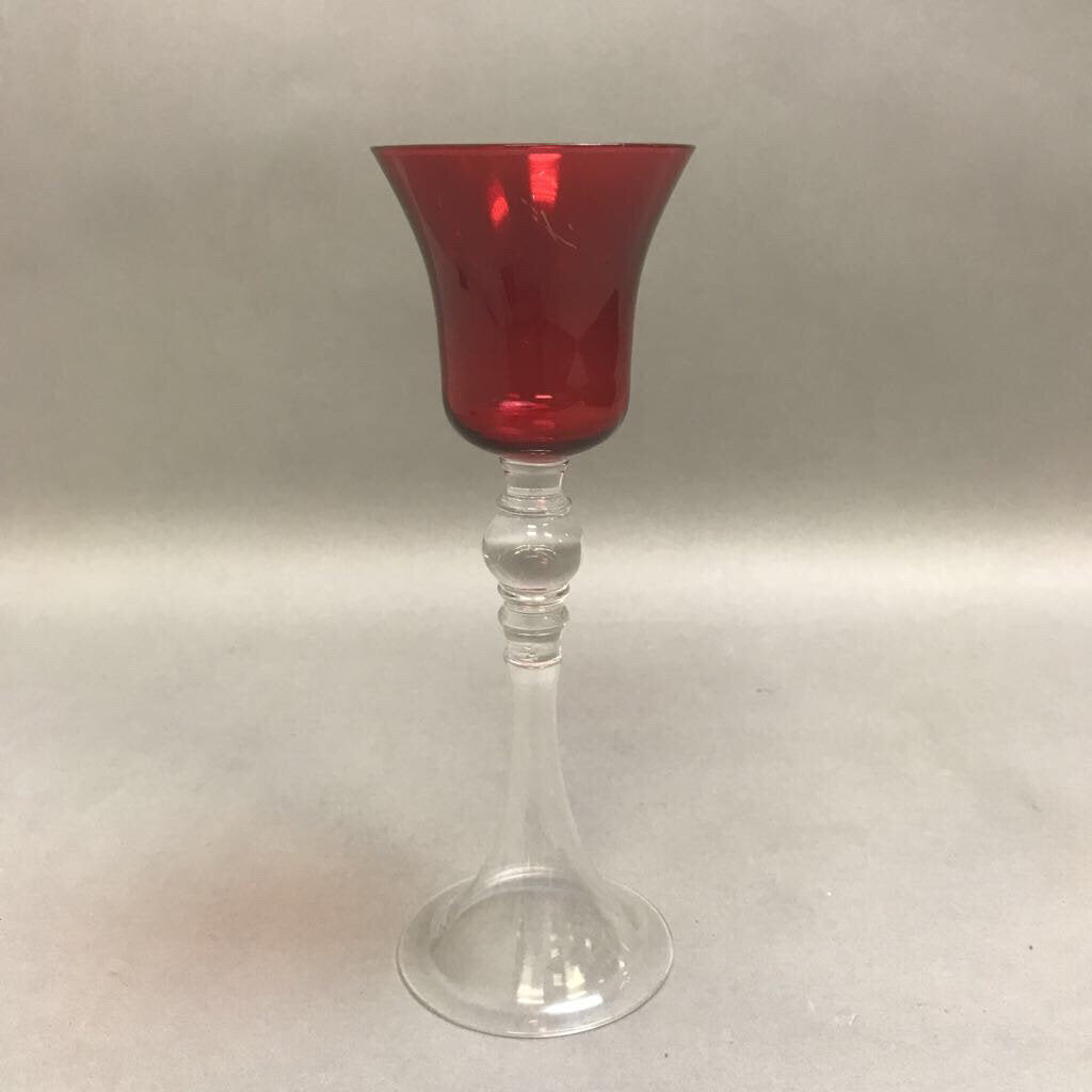 Vintage Red & Clear Stemmed Glass (9