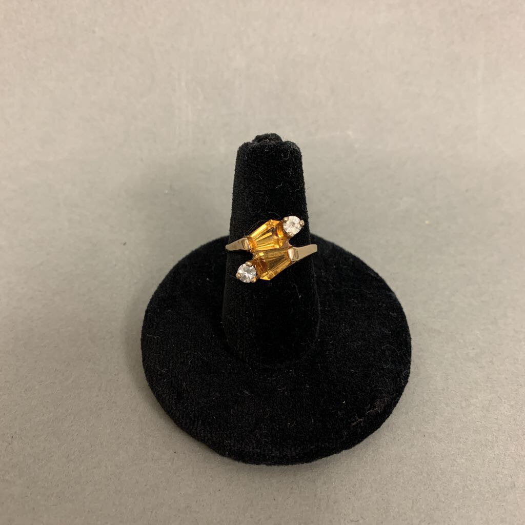 10K Gold Topaz Art Deco Ring sz 4 (2.3g)