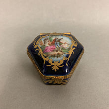 Load image into Gallery viewer, Antique Sevres Hand Painted French Porcelain Trinket Box Signed (1.5x2.5&quot;)
