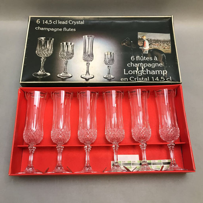 6 Longchamp 14.5 cl Cristal D'arques Crystal Champagne Flutes