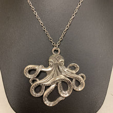 Load image into Gallery viewer, Mooncalf Handmade Antiqued Silvertone Octopus Necklace
