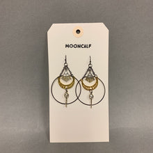 Load image into Gallery viewer, Mooncalf Handmade Two Tone Moon Phase Crow Skull Earrings
