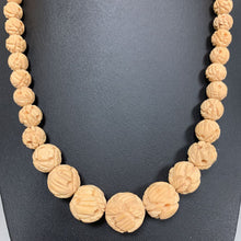 Load image into Gallery viewer, Vintage Carved Bone Rose Graduated Bead Necklace (18&quot;)
