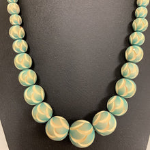 Load image into Gallery viewer, Vintage Green Over Carved Bone Graduated Bead Necklace (18&quot;)
