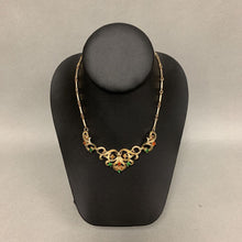 Load image into Gallery viewer, Vintage Goldtone w/ Rhinestone Accents Scroll Choker Necklace (16&quot;)
