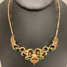 Load image into Gallery viewer, Vintage Goldtone w/ Rhinestone Accents Scroll Choker Necklace (16&quot;)
