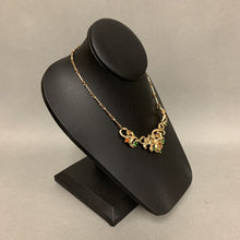 Load image into Gallery viewer, Vintage Goldtone w/ Rhinestone Accents Scroll Choker Necklace (16&quot;)
