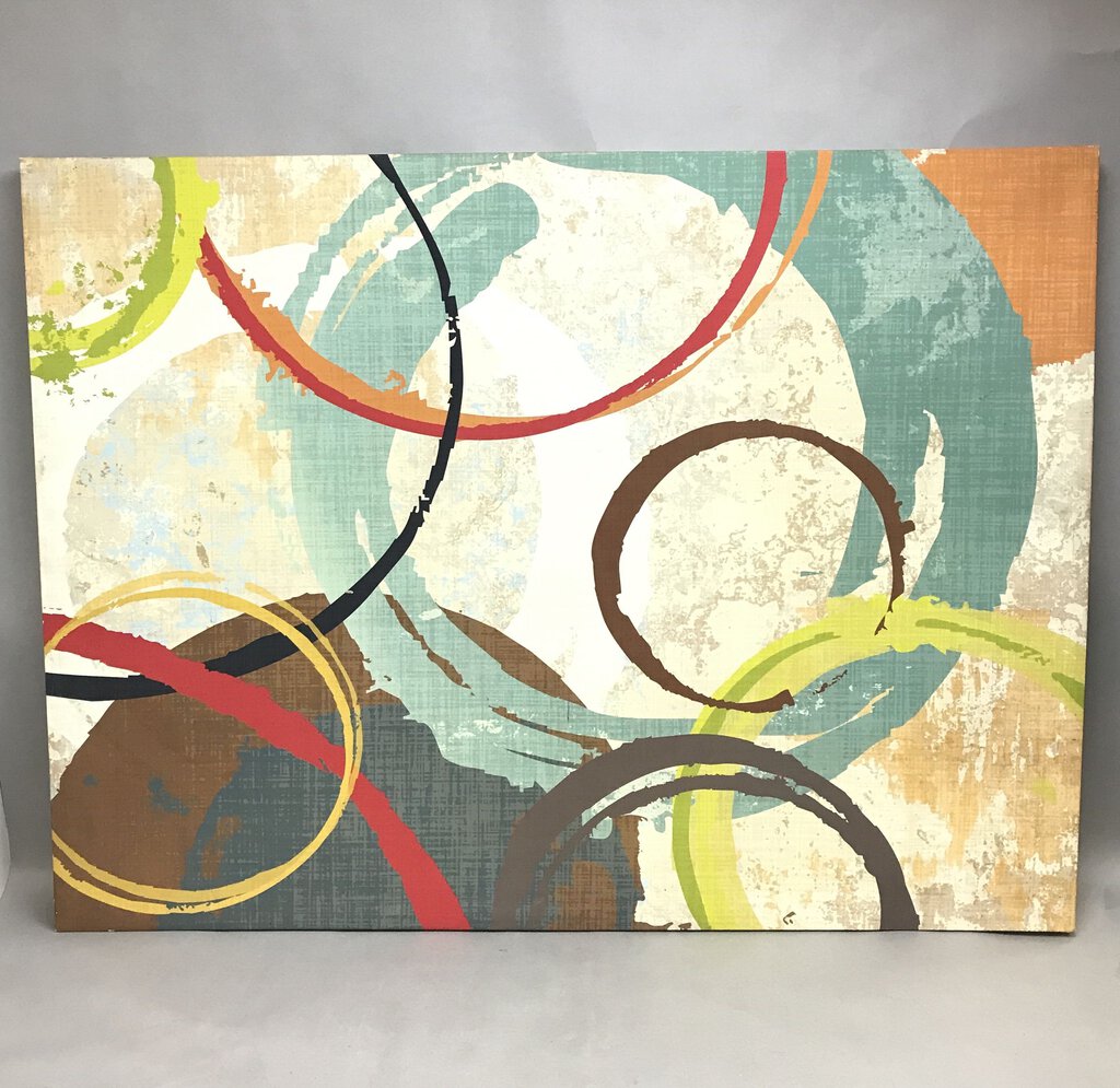 Multicolor Geometric Circles Canvas Art Print - Away We Go by Katrina Craven (29.5x39.5)