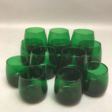 Load image into Gallery viewer, Vintage Emerald Green Assorted Size Glass Tumblers (12)
