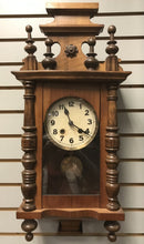 Load image into Gallery viewer, Antique Ornate Mechanical Wooden Wall Clock ( 23x11x6)
