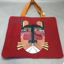 Load image into Gallery viewer, Vintage Laurel Burch NWT Red Canvas Tote Bag &quot;Cat Face&quot; As Is (20&quot;x16&quot;x4&quot;)
