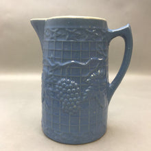 Load image into Gallery viewer, Uhl Pottery Small Size Blue Grape And Trellis Pitcher (8&quot;)

