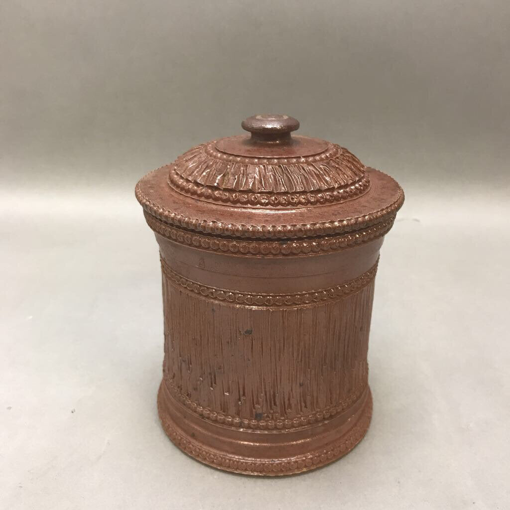 Vintage Clay Pottery Lidded Salt Glazed Tobacco Jar (6.5