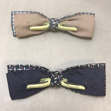 Load image into Gallery viewer, 2 Vintage Clip on Men&#39;s Bow Ties Blue MCM Narrow Geometric

