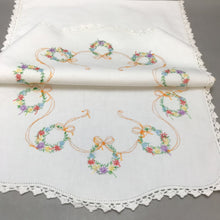 Load image into Gallery viewer, Vintage Embroidered Spring Wreaths Table Runner (40x17)
