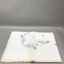 Load image into Gallery viewer, Vintage Embroidered Pink Flowered Tablecloth (66x46)(As Is)
