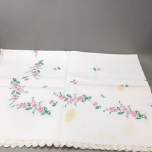 Load image into Gallery viewer, Vintage Embroidered Pink Flowered Tablecloth (66x46)(As Is)
