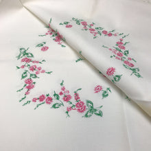 Load image into Gallery viewer, Vintage Embroidered Pink Flowered Tablecloth (66x46)(As Is)
