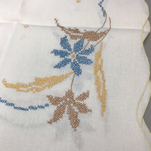 Load image into Gallery viewer, Vintage Embroidered Blue Flowered Tablecloth (48x46)
