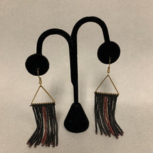 Load image into Gallery viewer, Brass Triangle Beaded Fringe Earrings
