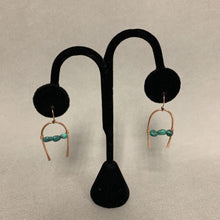 Load image into Gallery viewer, Rose Gold Horseshoe Turquoise Beaded Accent Earrings
